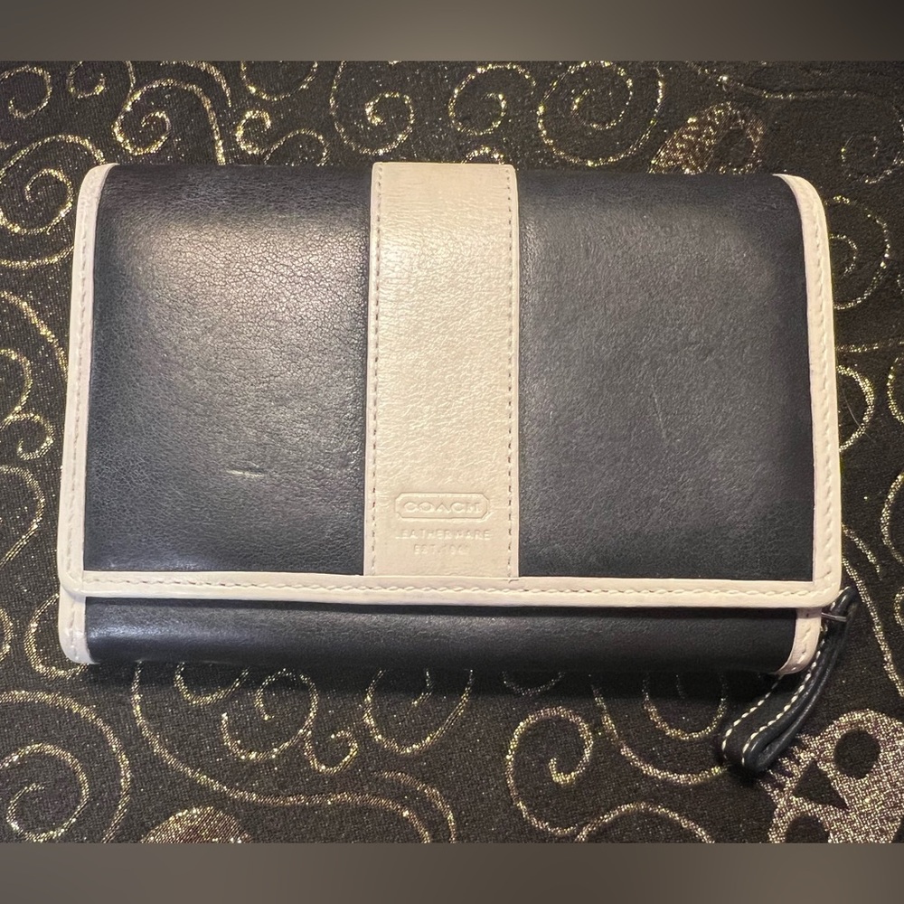 Coach Navy Blue and Cream Leather Wallet & Coin Purse 2 pc Duo - Picture 5 of 16